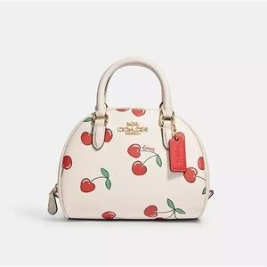 Coach Sydney Satchel With Heart Cherry Print